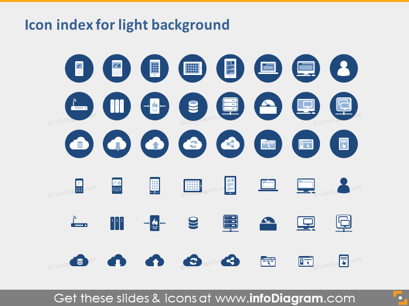 Great 24 icons in 15 Slides - Cloud, Software, Mobile and ... server diagram icons 