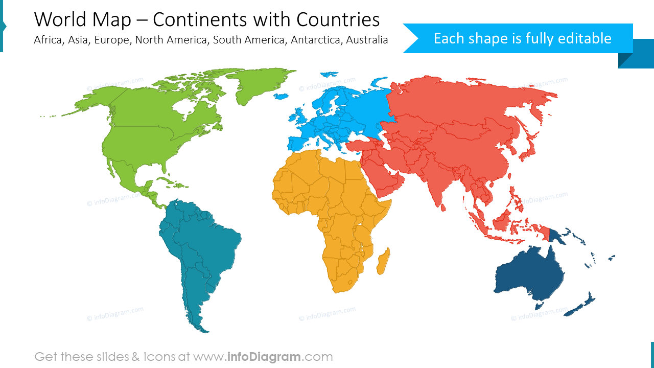 Powerpoint Template World Maps Continents Countries Population